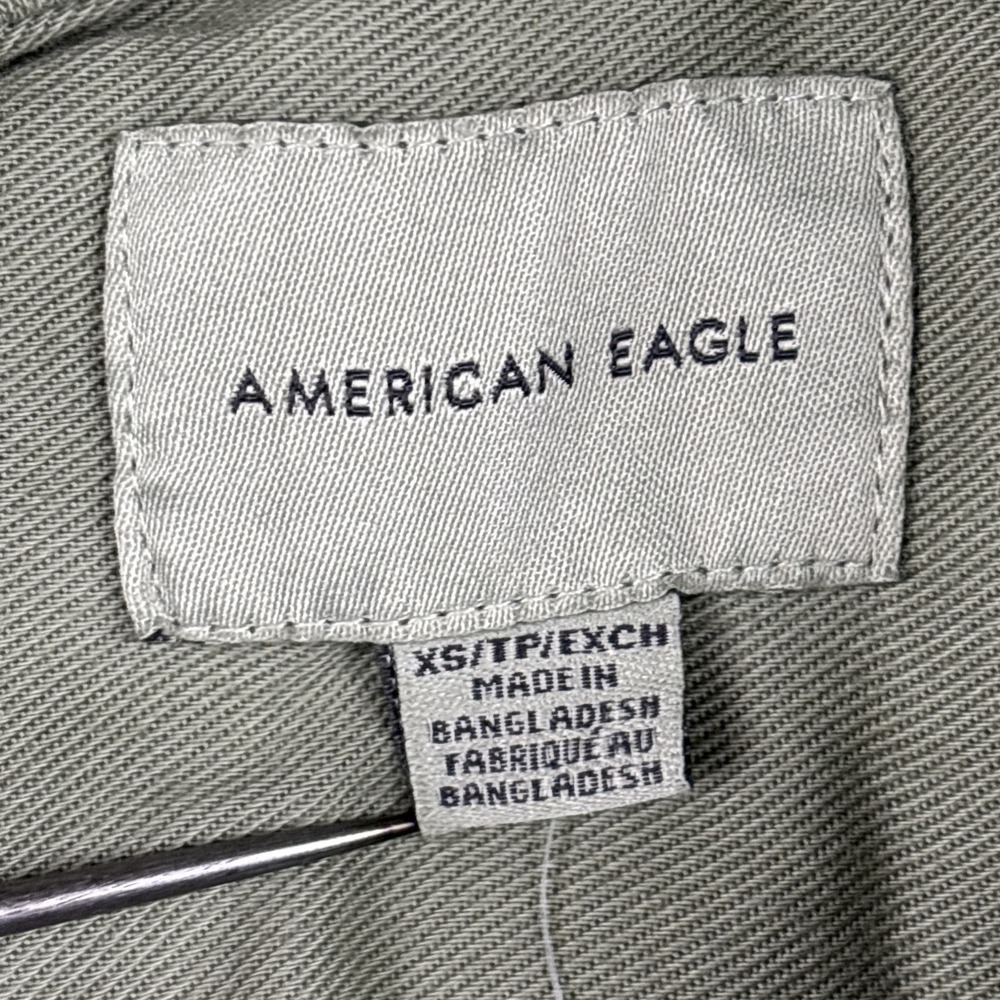 NWT American Eagle Cropped Military Hooded Shirt Jacket Shacket Olive Womens XS - Picture 13 of 14